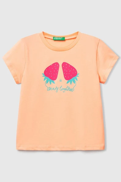 United Colors of Benetton Kız Çocuk Tshirt Turuncu 3JERG10J3 ürün görseli 1
