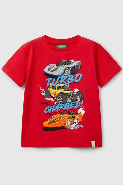 United Colors of Benetton Erkek Çocuk Hot Wheels T shirt Kırmızı 3I1XG10I3 ürün görseli 1