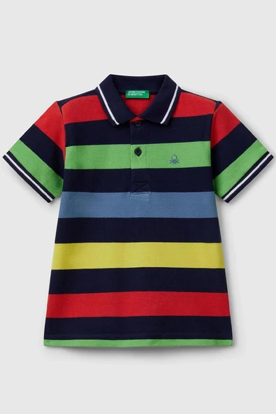 United Colors of Benetton Erkek Çocuk Çizgili Polo T shirt Mix 39QAG300V ürün görseli 1