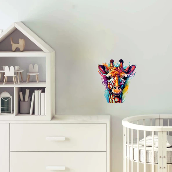 Sıvı Boya Sıçramış Zürafa Kafası Duvar Sticker'ı ürün görseli 1