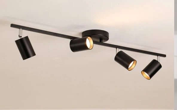 MYLİGHTS  SİYAH DÖRTLÜ LED AVİZE LED SPOT HAREKELİ AVİZE  APLULLÜ ürün görseli 1