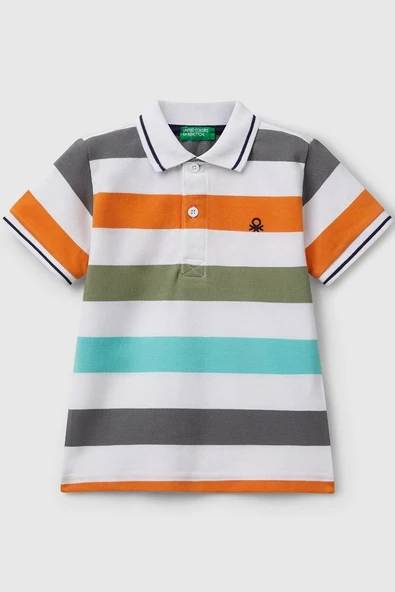 United Colors of Benetton Erkek Çocuk Çizgili Polo T shirt 39QAG300V ürün görseli 1