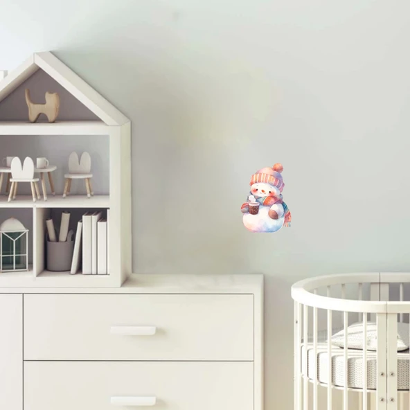 Renkli Atkılı Karlı Adam Duvar Stickerı ürün görseli 1