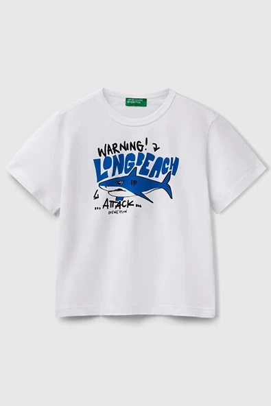 United Colors of Benetton Erkek Çocuk Tshirt Beyaz 3JERG10JQ ürün görseli 1