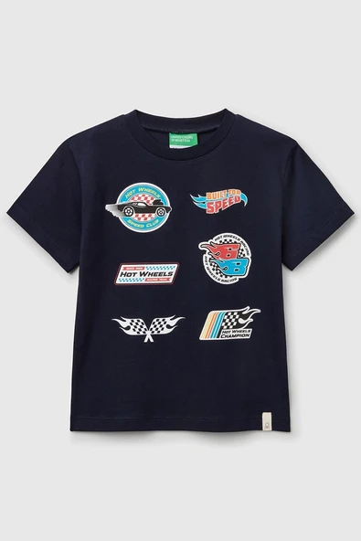 United Colors of Benetton Erkek Çocuk Hot Wheels T shirt Lacivert 3I1XG10I3 ürün görseli 1