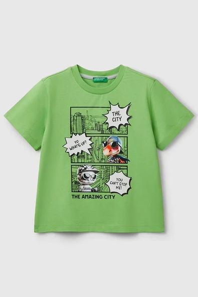United Colors of Benetton Erkek Çocuk Tokyo T shirt A.Yeşil 35RYG10I7 ürün görseli 1