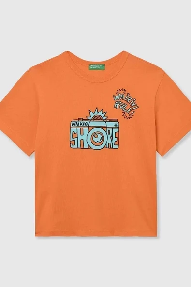 United Colors of Benetton Erkek Çocuk Tshirt Turuncu 3JERG10JQ ürün görseli 1