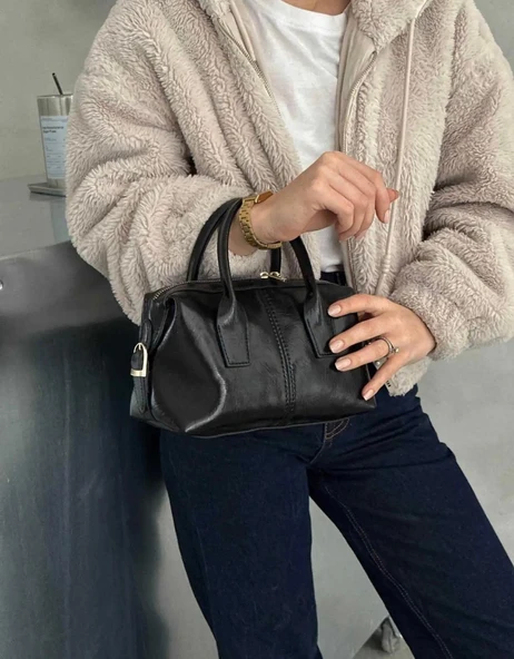 Lisbond Elegance Jennie Model Siyah Deri Kadın El Ve Omuz Çantası ürün görseli 1
