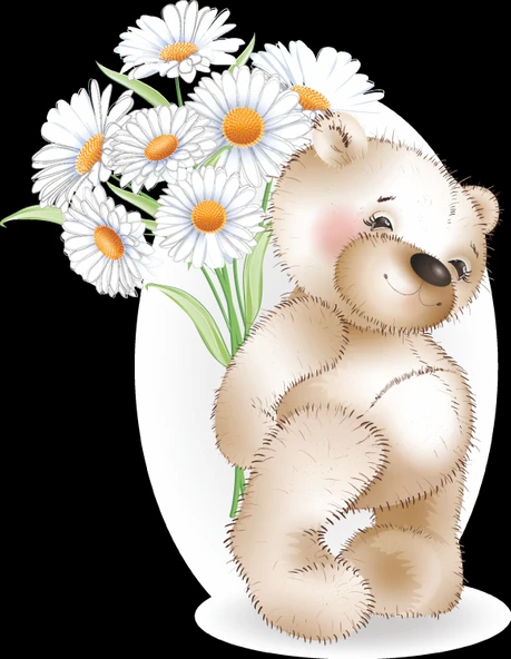 Daisy Çiçekli Ayıcık Duvar Stickerı ürün görseli 1