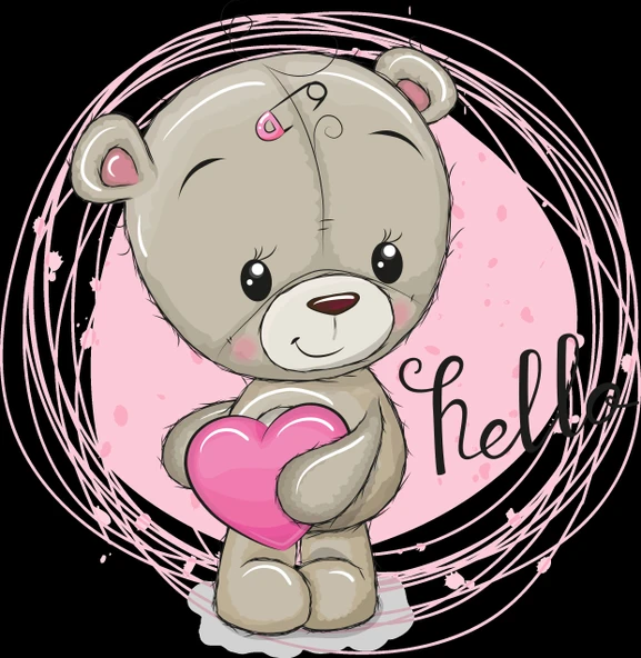 Kalpli "Hello" Ayıcık Duvar Stickerı ürün görseli 1