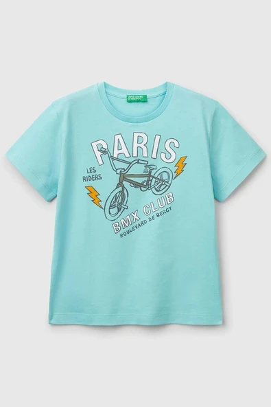 United Colors of Benetton Erkek Çocuk T shirt Turkuaz 3I1XG10IJ ürün görseli 1