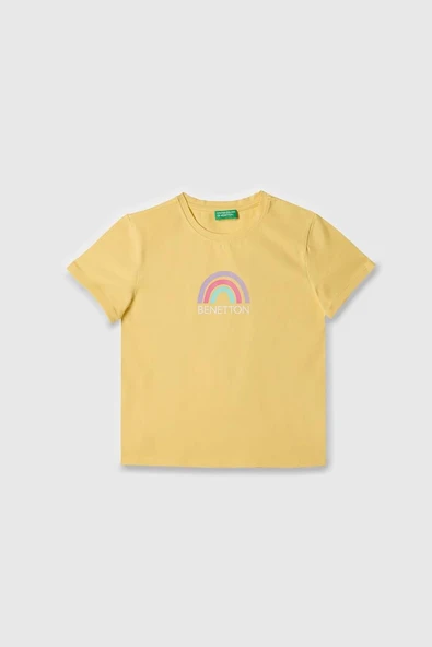 United Colors of Benetton Kız Çocuk T shirt Sarı BNT-G21814 ürün görseli 1