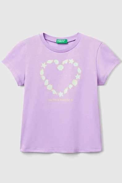 United Colors of Benetton Kız Çocuk Tshirt Lila 3JERG10J3 ürün görseli 1