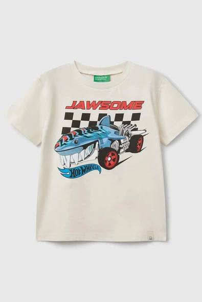 United Colors of Benetton Erkek Çocuk Hot Wheels T shirt Ekru 3I1XG10I3 ürün görseli 1