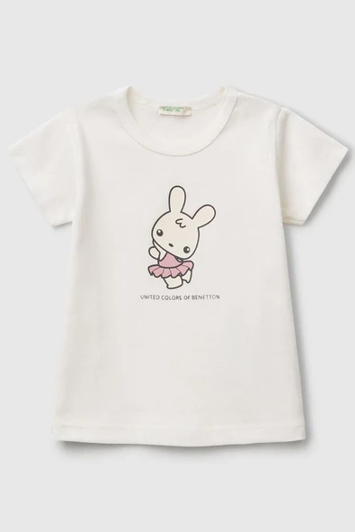 United Colors of Benetton Erkek Bebek T shirt Beyaz 3I9WA1062 ürün görseli 1