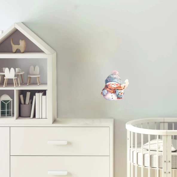 Kupa Tutan Karlı Adam Duvar Stickerı ürün görseli 1