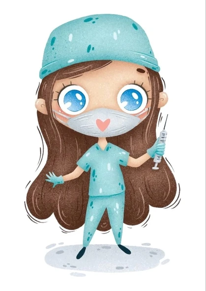Doktor Kız Duvar Stickerı (Mavi Kıyafetli) ürün görseli 1