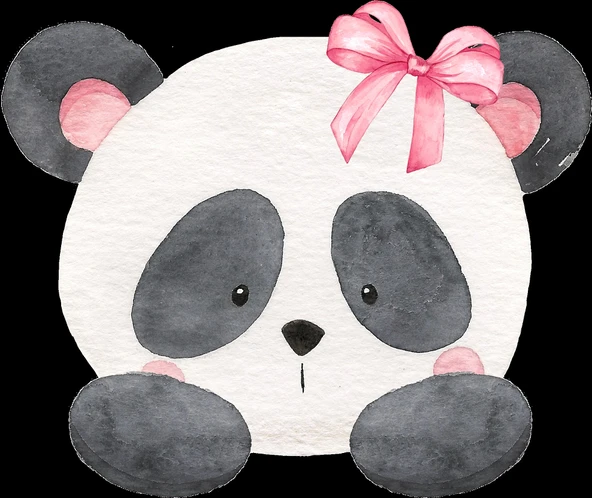 Fiyonklu Panda Kafası Duvar Stickerı ürün görseli 1