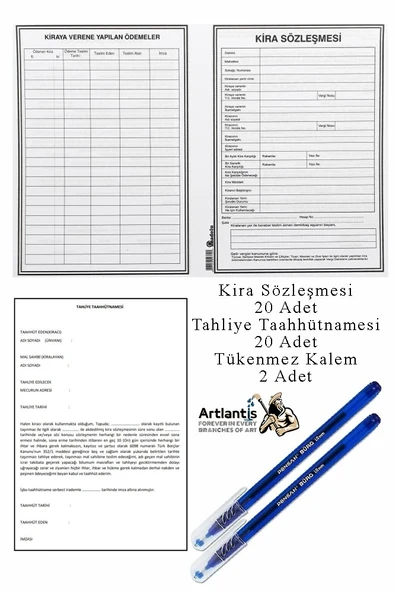 Kira Sözleşmesi ve Tahliye Tahütnamesi 20 Adet Tükenmez Kalem Kira Kontratı ve Tahliye Taahünamesi ürün görseli 1