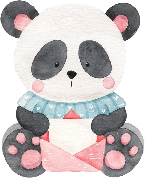 Mavi Kazaklı Panda ve Zarf Duvar Stickerı ürün görseli 1