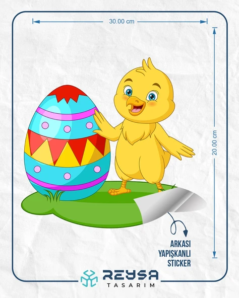 Paskalya Yumurtalı Civciv Duvar Stickerı - Resim 2
