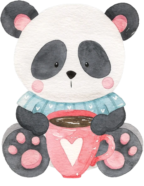 Kahve Tutan Mavi Kazaklı Panda Duvar Stickerı ürün görseli 1