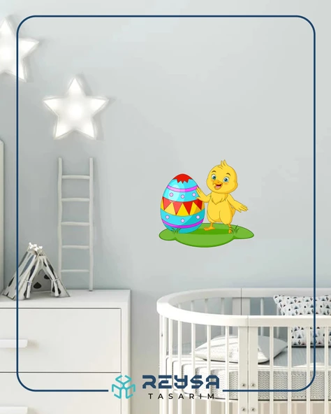 Paskalya Yumurtalı Civciv Duvar Stickerı - Resim 4