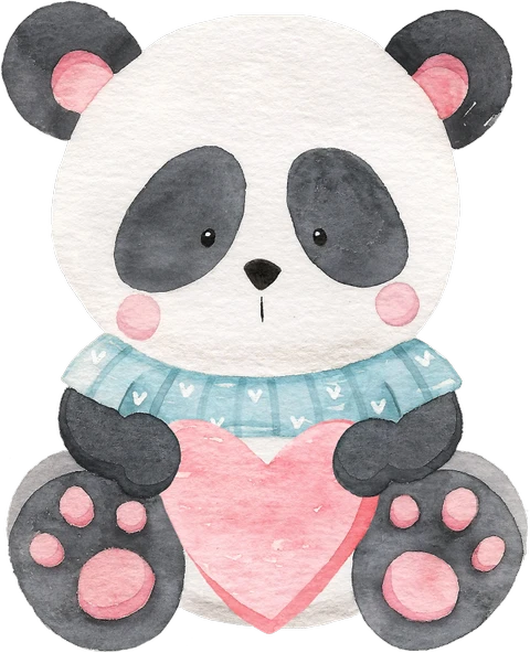Kalp Tutan Mavi Kazaklı Panda Duvar Stickerı ürün görseli 1
