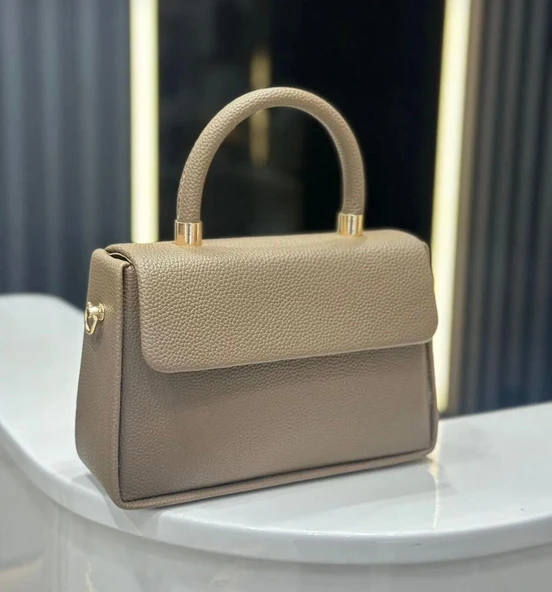 Lisbond Elegance Leone Model Koyu Vizon Kadın El Ve Omuz Çantası ürün görseli 1