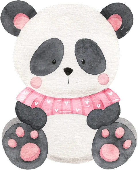 Pembe Kazaklı Panda Duvar Stickerı ürün görseli 1