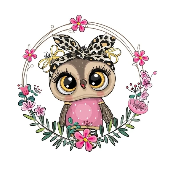 Leopar Bandanalı Baykuş Duvar Stickerı ürün görseli 1