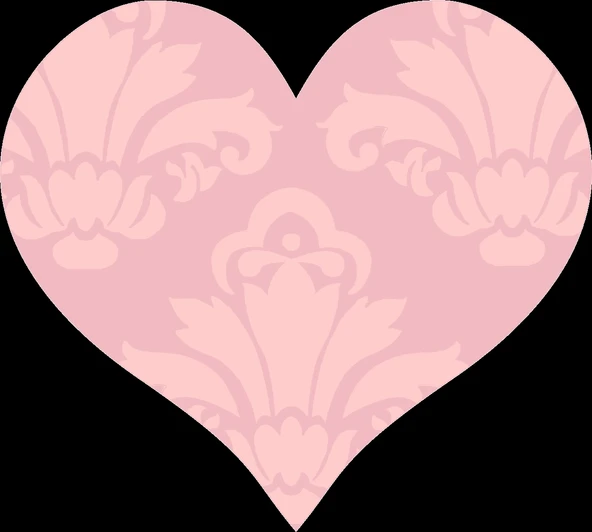 Açık Pembe Damask Desenli Kalp Duvar Stickerı ürün görseli 1
