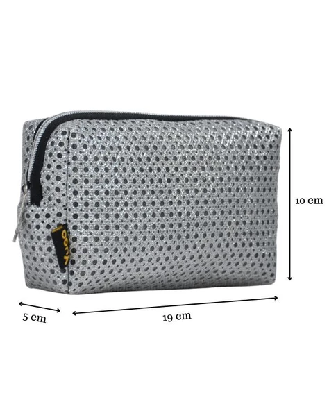Yuga Makyaj Çantası Fileli Gümüş - Resim 4