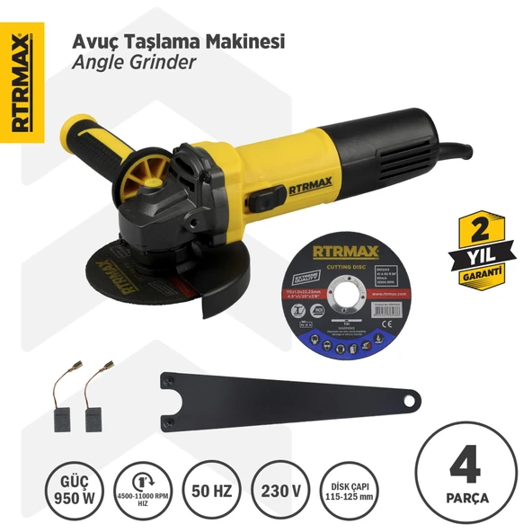 RTM1090 Avuç Taşlama Makinası 125 mm 950 W ürün görseli 1