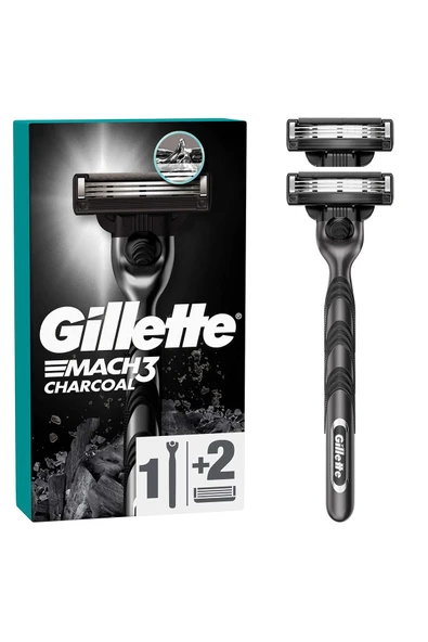 Gillette Mach 3 Charcoal Tıraş Makinesi + 2 Yedek Tıraş Bıçağı ürün görseli 1