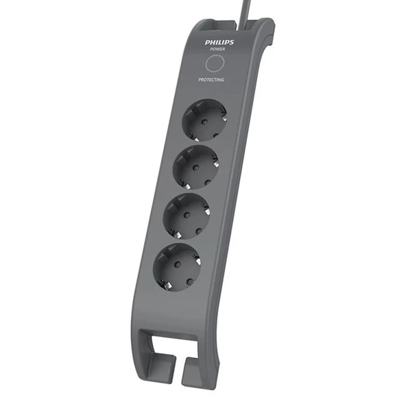 PHILIPS 4-lü SPN3140A/62 900 Joules Akım Koruma Prizi GRİ ürün görseli 1