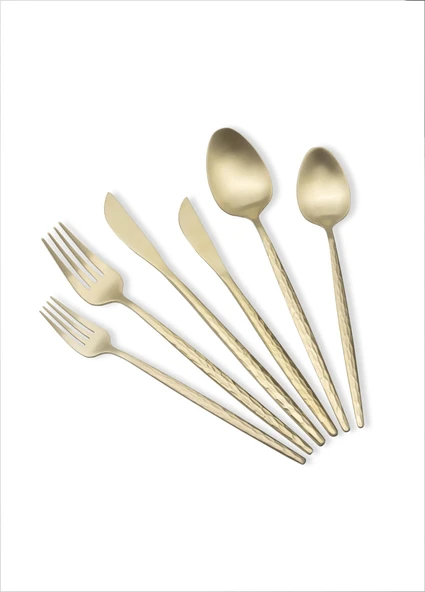 The Mia Shiny Çatal Kaşık Bıçak Takımı Mat Gold 36 Parça ürün görseli 1