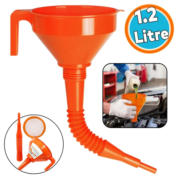 Plastik Huni Çelik Süzgeçli Katalitik Konvertör Hunisi Spiralli Borulu Süzgeçli Huni 1.2 Litre ürün görseli 1