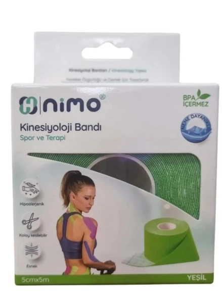 Nimo Kinesiyoloji Bandı (Ağrı Bandı) 5cm*5m Yeşil ürün görseli 1