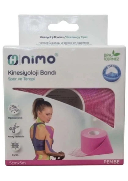 Nimo Kinesiyoloji Bandı (Ağrı Bandı) 5cm*5m Pembe ürün görseli 1