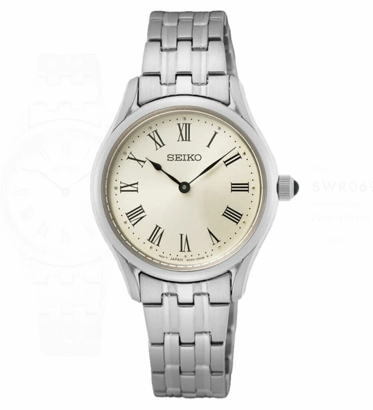 Seiko SWR069P1 Quartz Çelik Gri Krem Kadran Safir Cam 29 mm Kadın Kol Saati ürün görseli 1