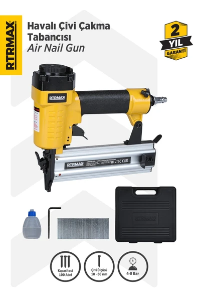 RTM0138 Havalı Çivi Çakma Tabancası 10-50 mm Çantalı ürün görseli 1