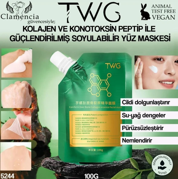 Clamencia TWG Kolajen Peptit Soyulabilir Yüz Maskesi 100gr ürün görseli 1