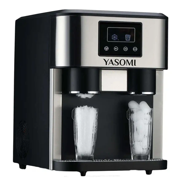Yasomi Coolmaster ZBS15 3in1 Küp & Kırılmış Buz, Soğuk Su LCD Dokunmatik Inox Gövde 2l Tanklı Buz Makinesi ürün görseli 1