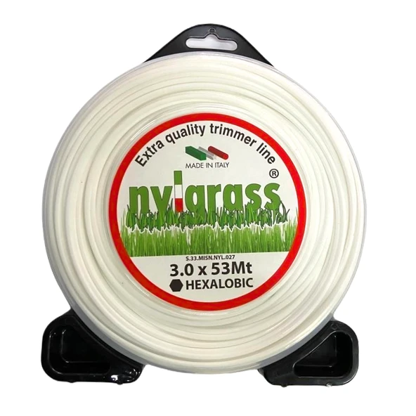 NYLGRASS MİSİNA 3.0mm 53 mt 6 KÖŞE BEYAZ ürün görseli 1