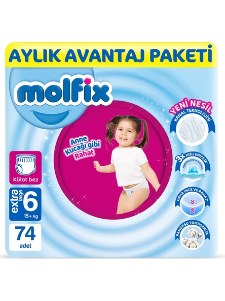 Molfix 6 Numara Extra Large 74'lü Külot Bez ürün görseli 1