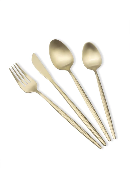The Mia Shiny Çatal Kaşık Bıçak Takımı Mat Gold 24 Parça ürün görseli 1