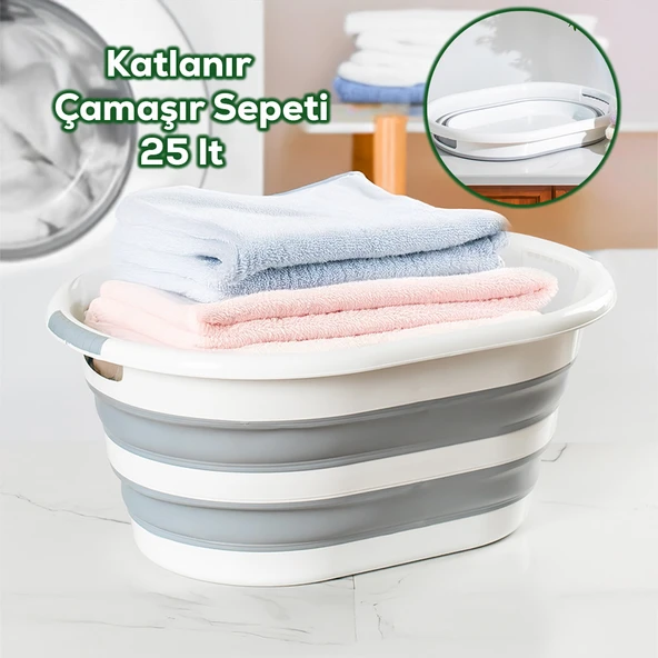 Porsima 1065 25 Lt Akordiyon Sepet Katlanabilir Çamaşır Sepeti ürün görseli 1