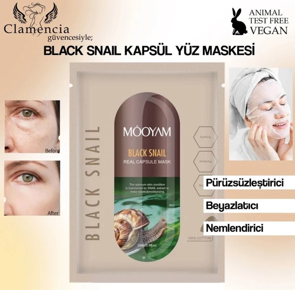 MOOYAM Capsule Mask Black Snail Kağıt Yüz Maskesi ürün görseli 1