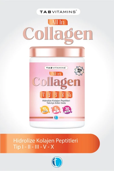 All in Collagen 30 Servis Aromasız Hidrolize Kolajen Peptitleri Tip 1 Tip 2 Tip 3 Tip 5 Tip 10 ürün görseli 1